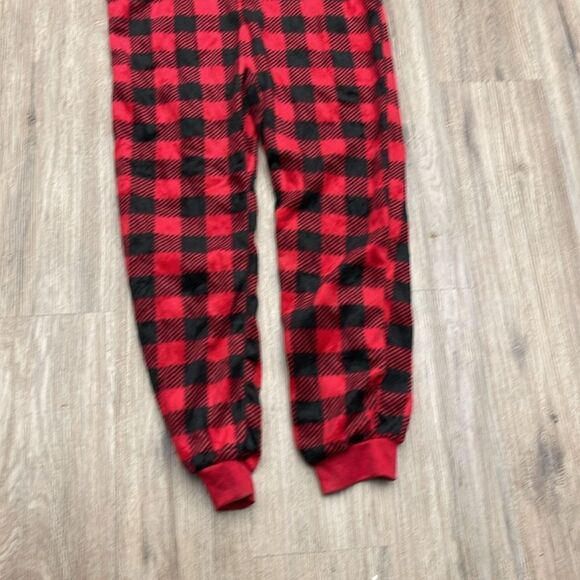 Max & Olivia 1-Piece Checkered Reindeer Pajama Large 12-14 Holiday PJs - Picture 2 of 5